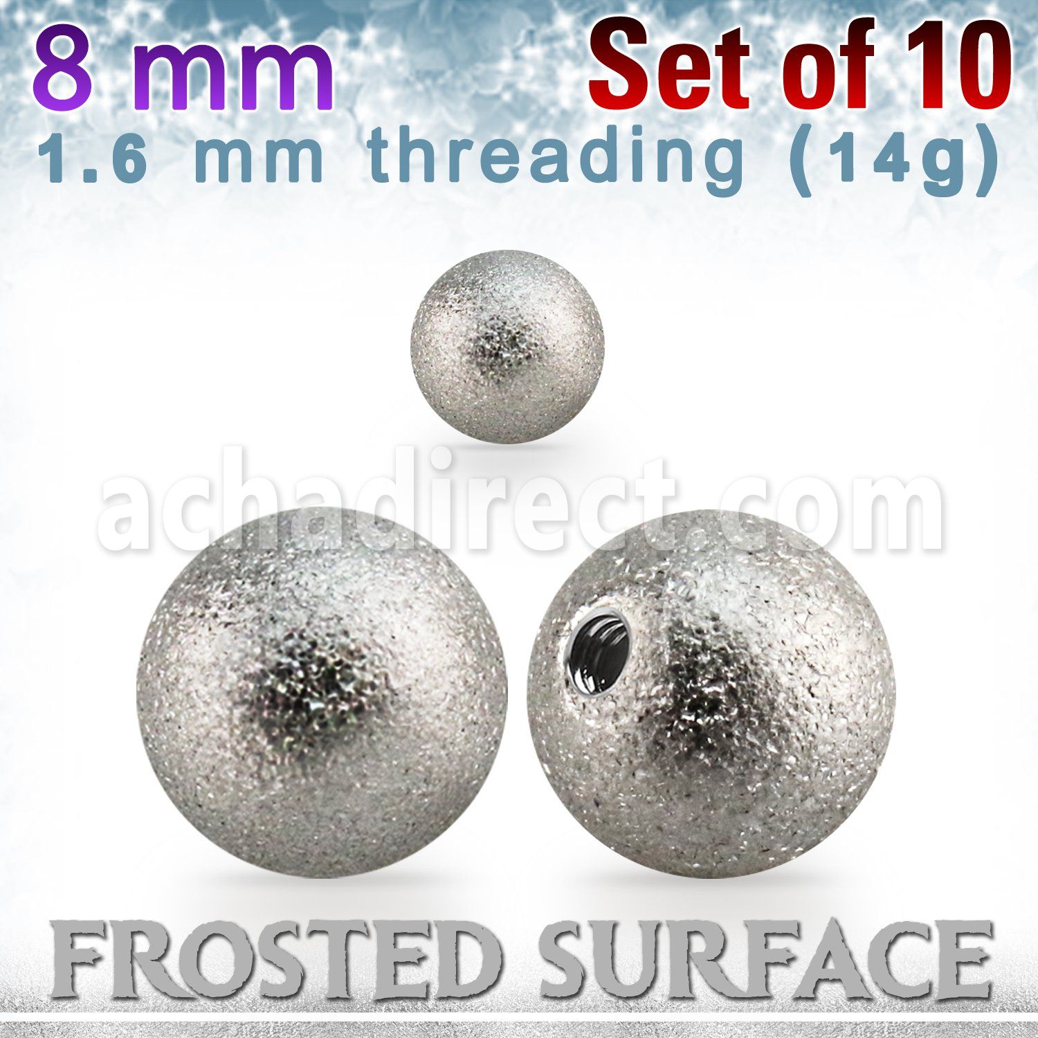 xfobal8 10 pcs of 8mm 316l steel ball w frosted surface 1.6mm