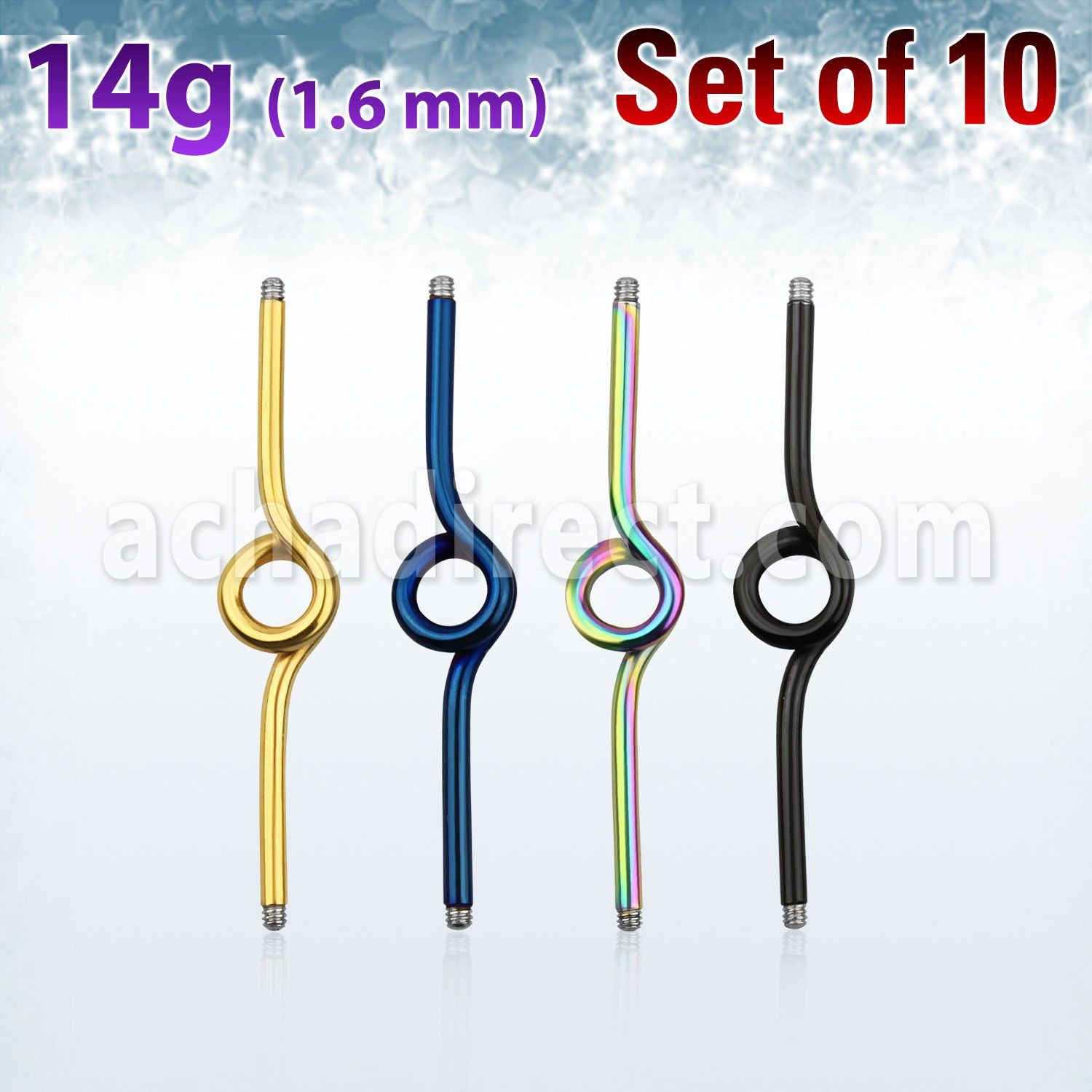 xintb14g anodized surgical steel industrial loop barbell post