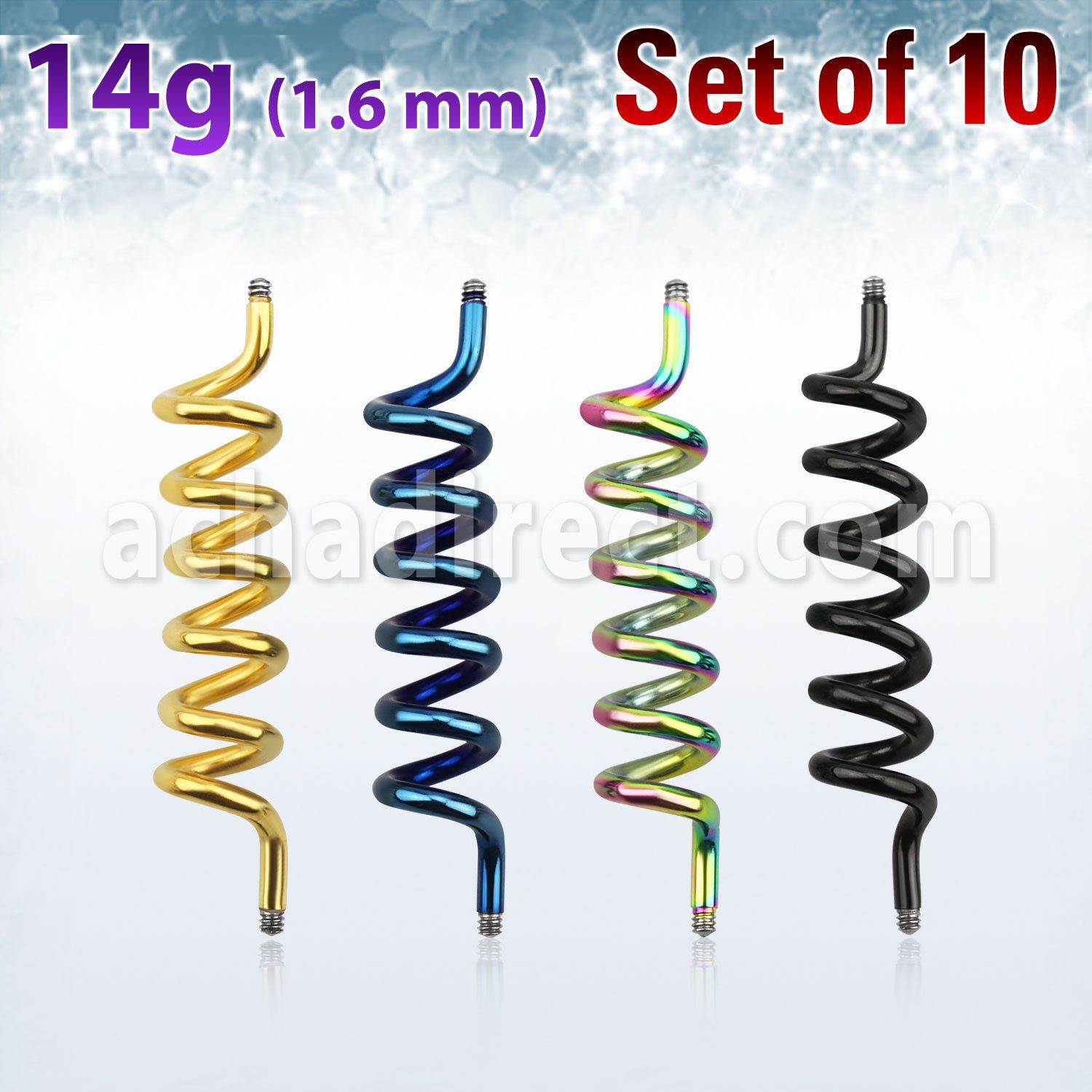 xintd14g pack of anodized 316l steel industrial coil barbell post