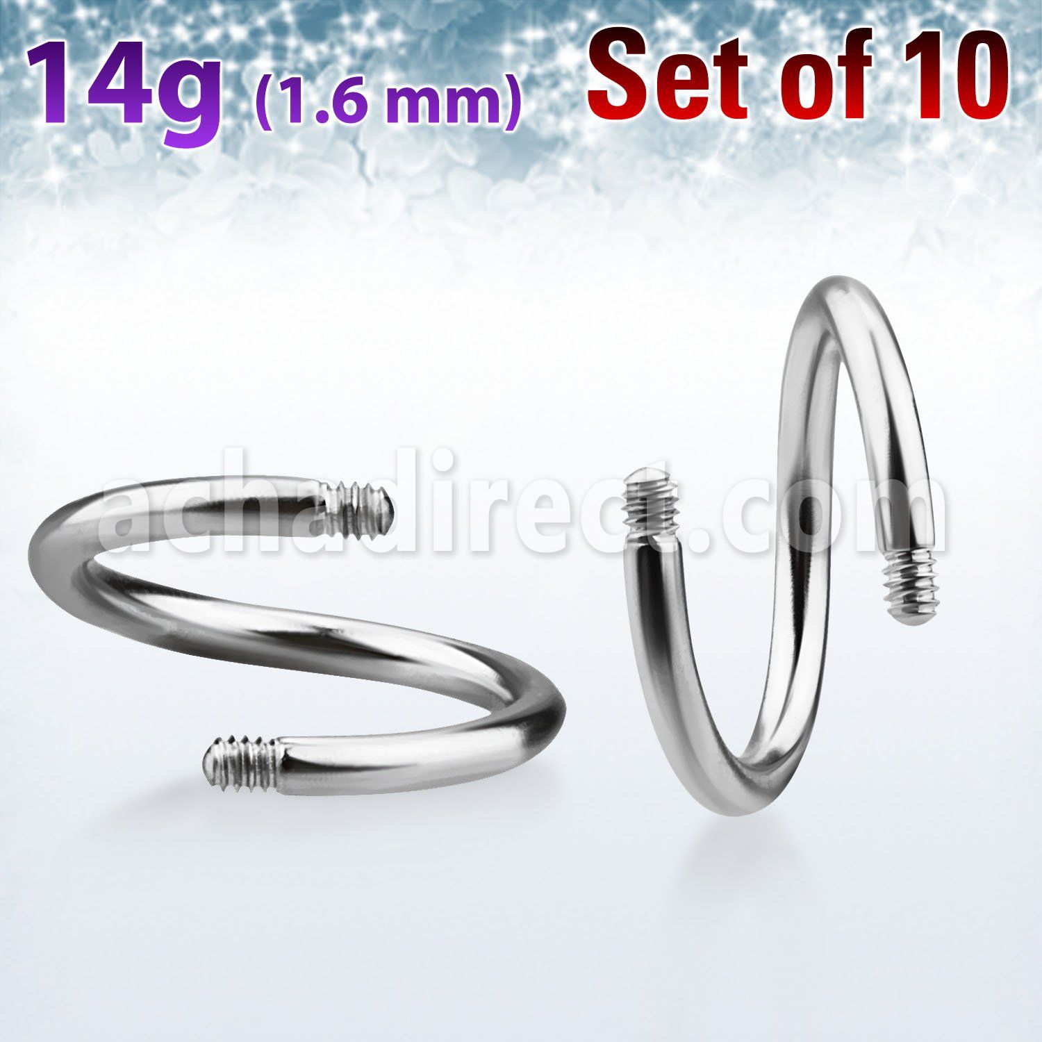 xsp14g polished 316l steel posts for spiral twister barbells