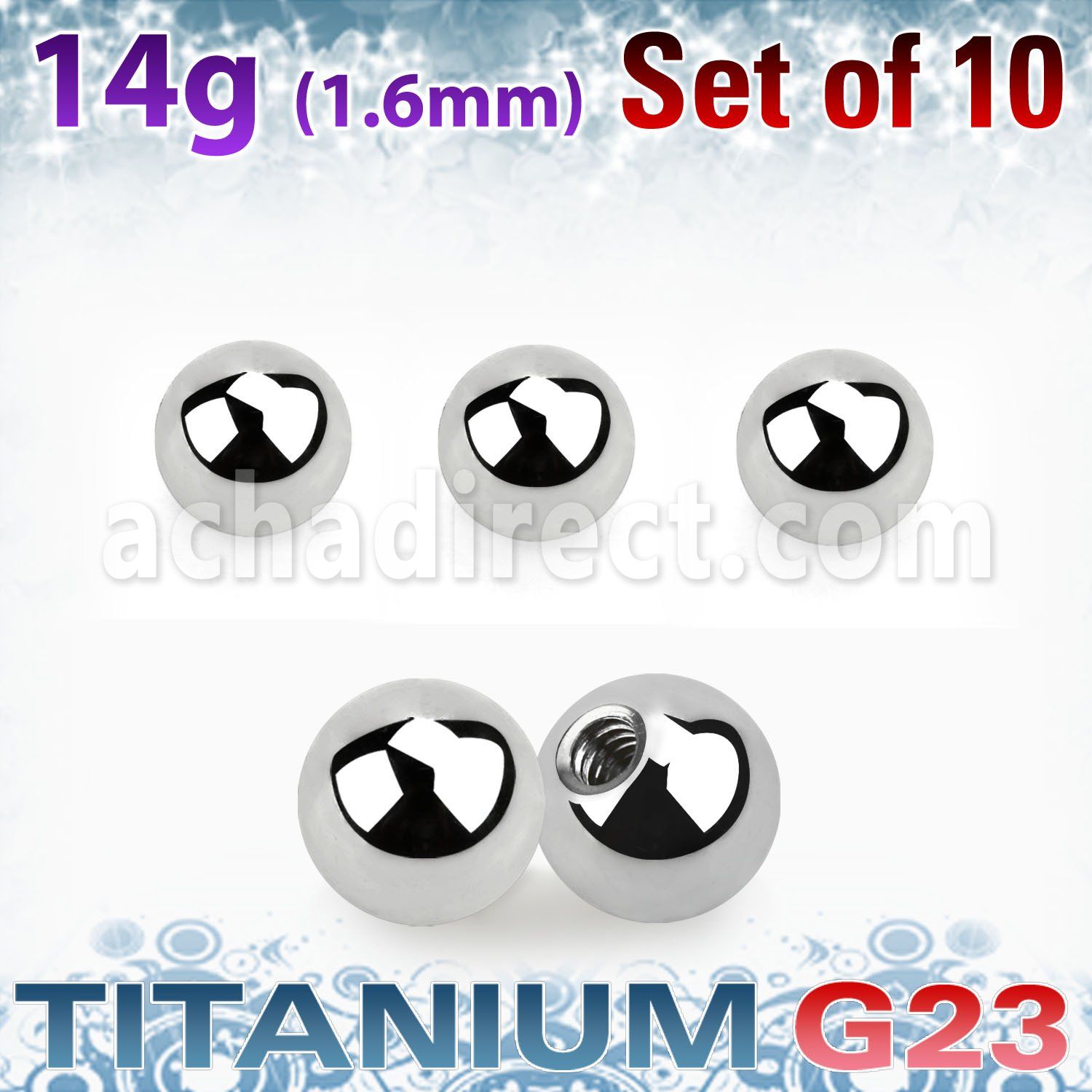 xubal5 pack of 10 pcs of 5mm high polished titanium g23 balls