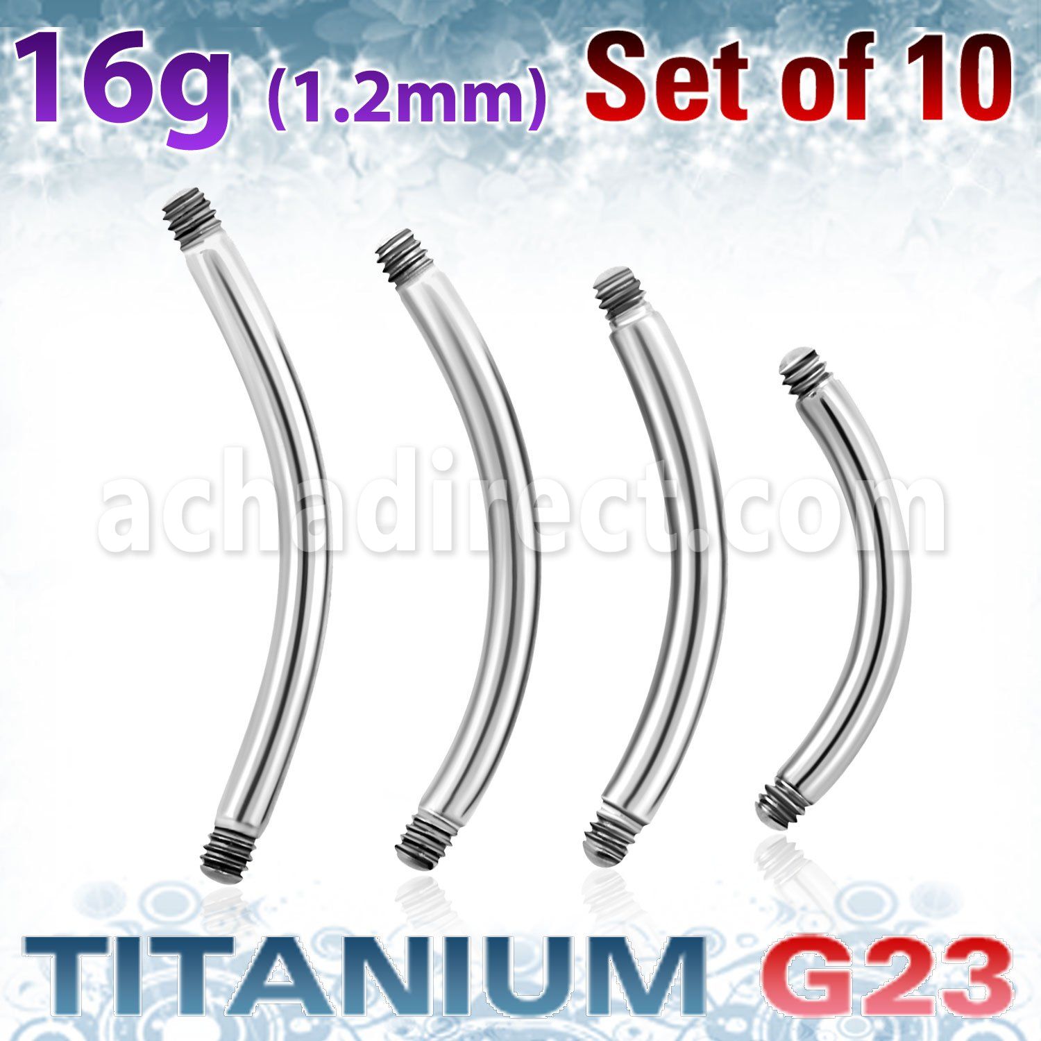 xubn16g pack of high polished titanium g23 banana bar 1 2mm