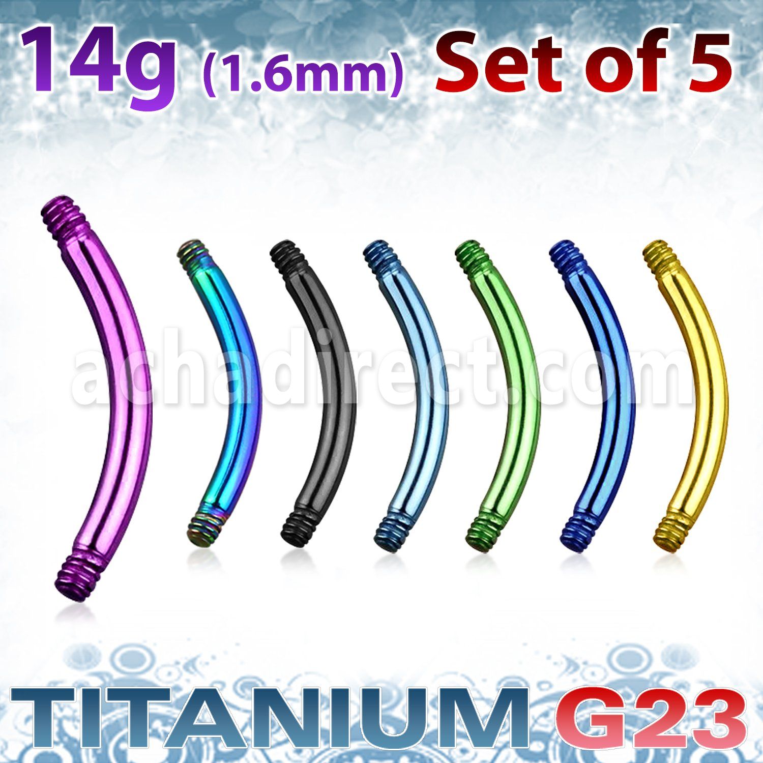 xutbn14 set of anodized titanium g23 belly banana post