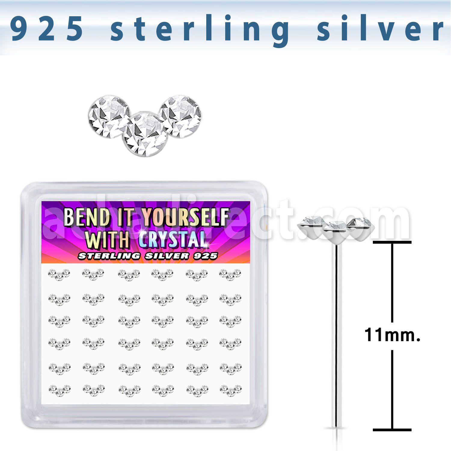 yxcubc36 silver bend it yourself nose studs 22g curved 36