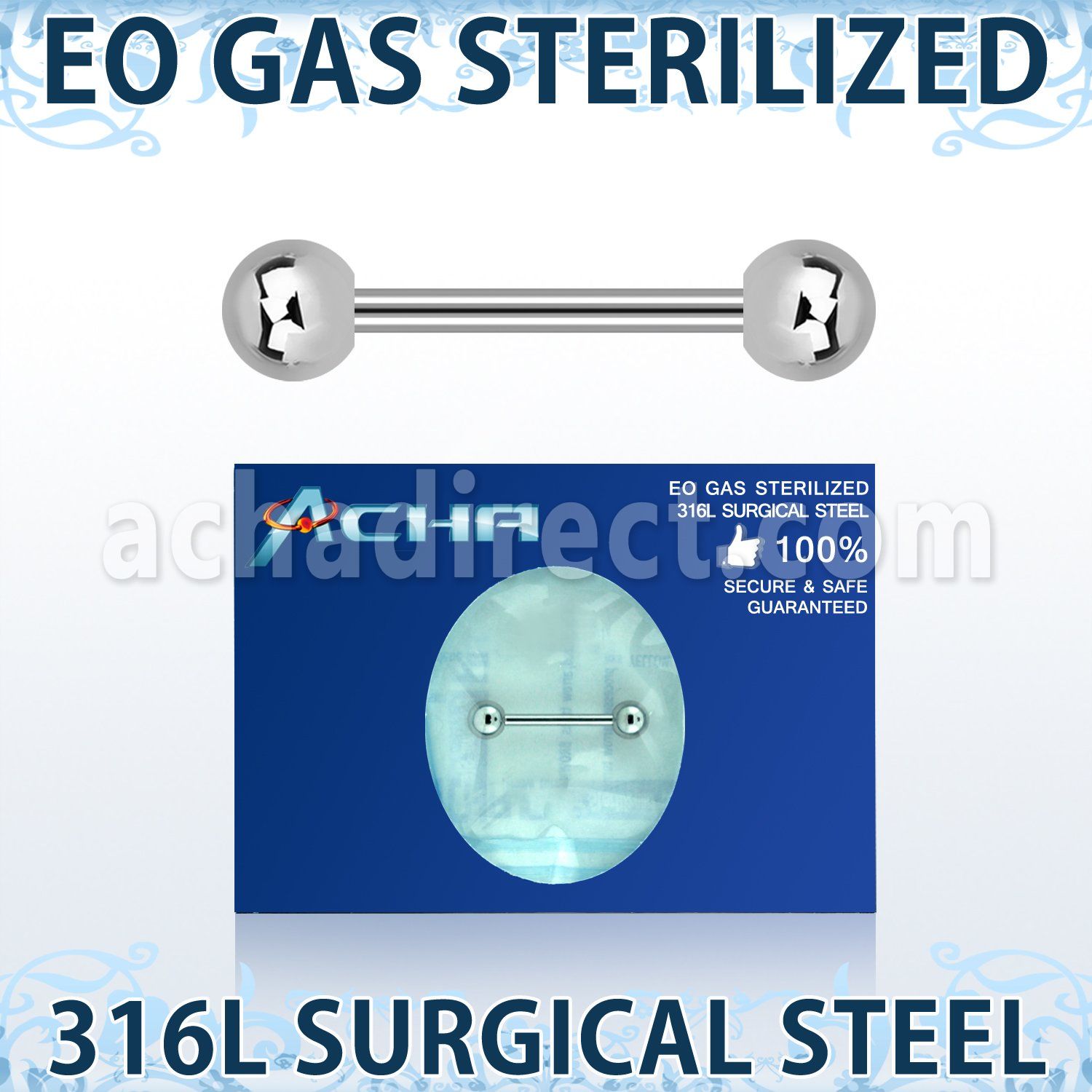 zbbnpg sterilized 316l steel nipple barbell with two 5mm balls