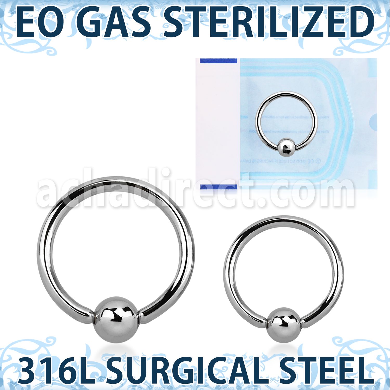 zbcr18 sterilized surgical steel ball closure ring with ball