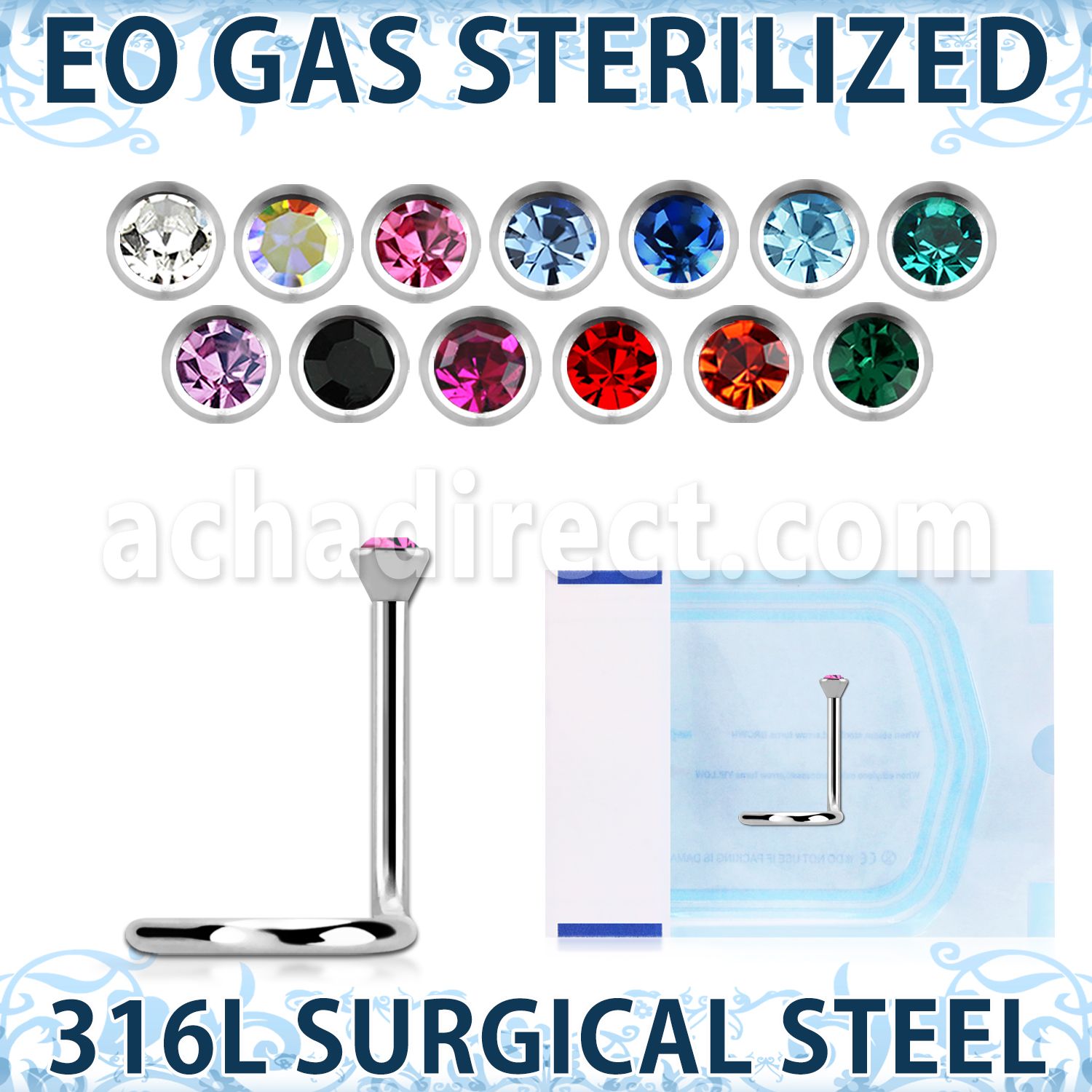 znscb2 sterilized 316l steel bezel set nose screw 2mm color