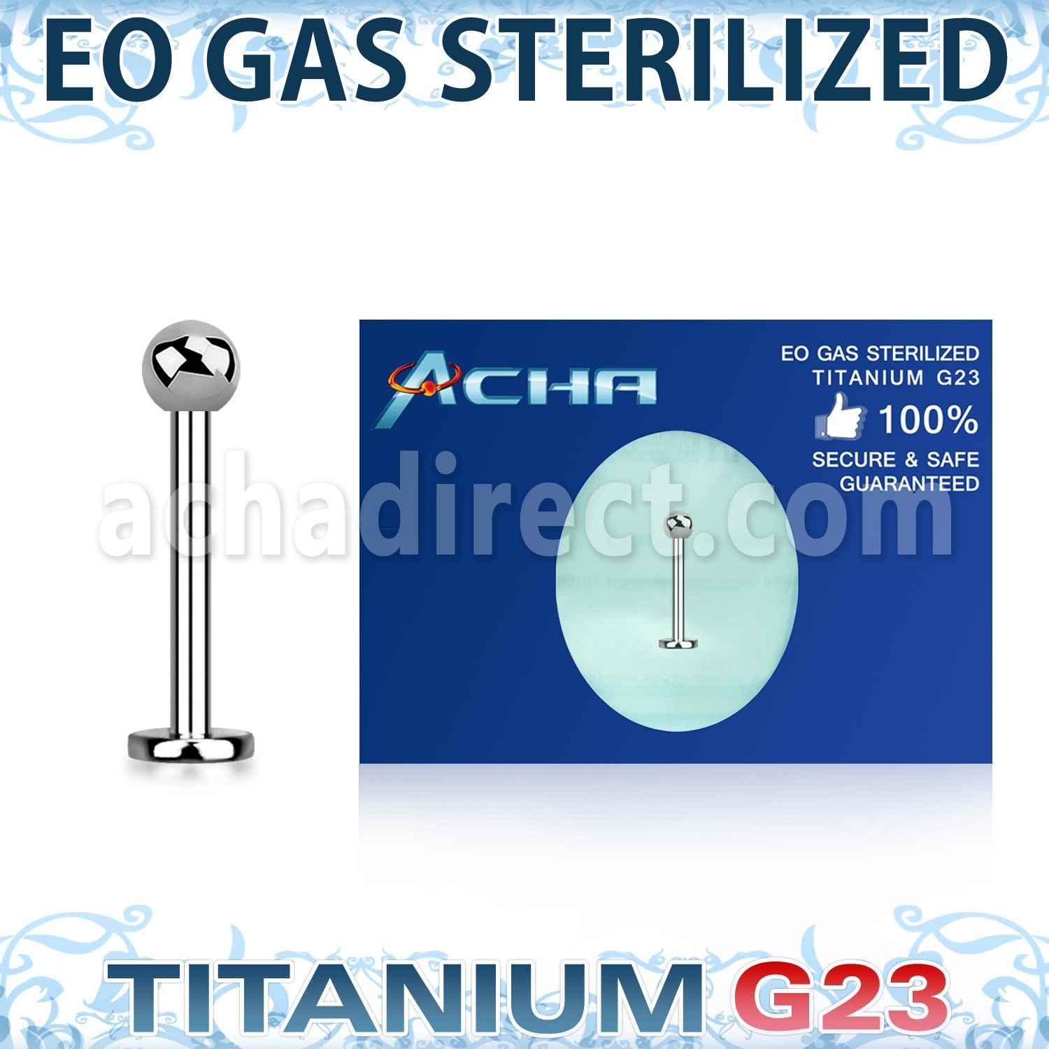 zulb25 eo gas sterilized high polished titanium g23 labret
