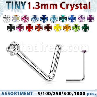 blk526 surtido por mayorpiercing nariz l plata esterlina 925 0 6mm cristal redondo 1 25mm mayorista