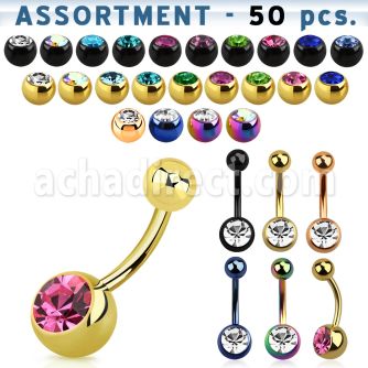blk80b surtido piercings 50 piercings ombligo acero quirurgico pvd bola joya 8mm bola acero al por mayor