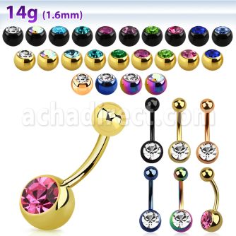 bnt1cg piercing ombligo acero quirurgico pvd bola joya 8mm bola acero liso al por mayor