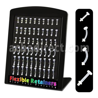 brfr display expositor 60 retenedores retainers acrilico flexible lengua labio ombligo ceja mayorista