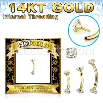 gbnzi 14k gold eyebrow banana cz internal