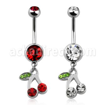 mcd447x piercing ombligo acero quirurgico doble bola joya bisel 5 8mm cerezas cristal s 10mm distribuidor