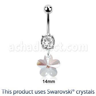 mcd720 piercing ombligo acero quirurgico zirconia 8mm cristal swarovski flor colgado 10mm distribuidor mayorista