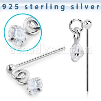 nydvpz1 silver bend it yourself nose stud ball prong set cz
