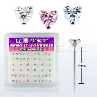 nyzbhm caja display piercing nariz doblar tu mismo plata esterlina 925 0 6mm zirconia corazon 3mm distribuidor