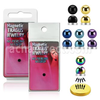 pktg5 surtido piercings falsos piercing tragus falso magnetico 4mm media bola anodizada color dorado magnetica venta