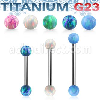 ubbeop4 titanium g23 barbell 16g 4mm synthetic opal balls