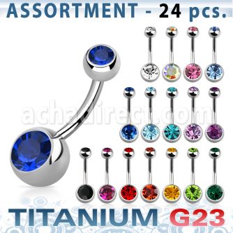 ublk20a surtido piercings 24 piercings ombligo doble joya titanio g23 bolas joya bisel 5 8mm al por mayor