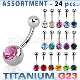 ublk20b surtido piercings 24 piercings ombligo titanio g23 bola joya bisel 8mm bola titanio liso 5mm distribuidor