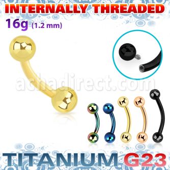 ubnebint pvd plated titanium g23 banana 16g balls internal