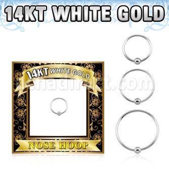 w14hob 14k white gold endless nose hoop ball