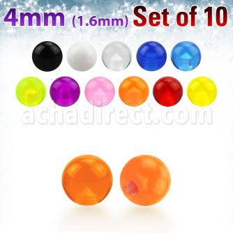 xuvb4 set 10 bolas acrilico uv 4mm rosca distribuidor mayorista