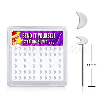 yxvmo silver bend it yourself nosestuds 22g flat moon top 52