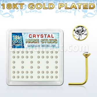 18s14xc silver nose studs w 18k gold plating 2mm crystal tops