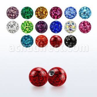 3mm multi crystal ball w resin cover & 18g  threading