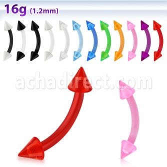 abnevcn acrylic eyebrow banana with two 3mm cones in colors