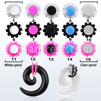 accorf acrylic spiral coil taper with fancy rubber o rings