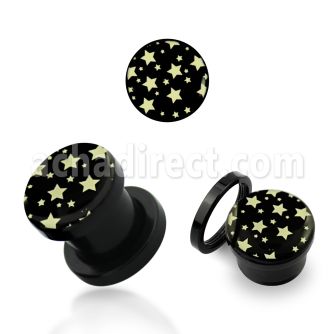 afpmm acrylic screwfit plug with white stars on black logo