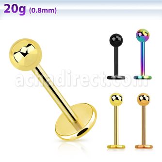 anodized surgical steel labret 20g w a 3mm ball