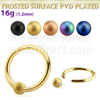 bcrt18f3 anodized steel ball closure ring, 18g w 3mm frosted ball