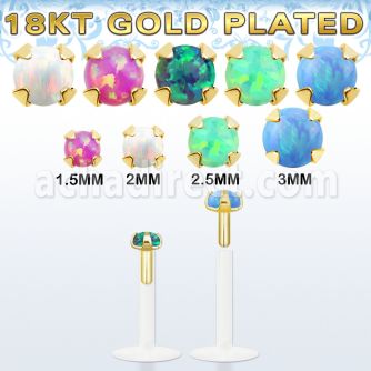 bilpog clear bio flexible labret prong set synthetic opal