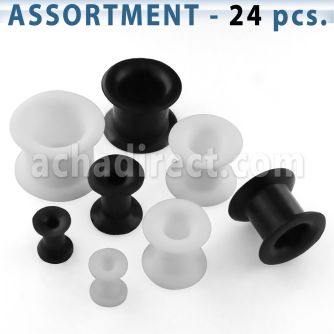 blk184 black or white thin silicon double flared flesh tunnel