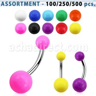 blk442 316l steel belly banana with 5 8mm acrylic color ball