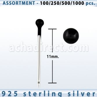 blk447 silver bend it yourself nose stud w black plated top