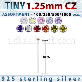 blk519 silver bend it nose studs w 1 25mm round prong set cz