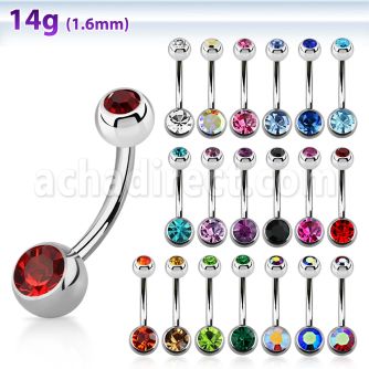 bn2cs 316l steel belly banana with 6mm 5mm bezel ball