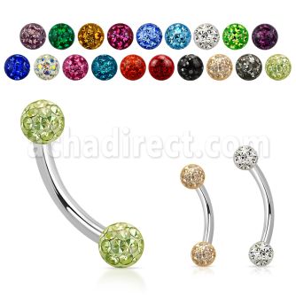 bnefr3 316l steel eyebrow banana with 3mm crystal ball w resin
