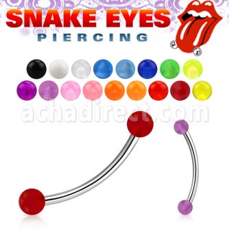 bnevbl 316l steel snake eye banana with two 3mm acrylic uv ball