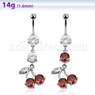 bnrz20 casted steel cz belly banana w cherry w prong set czs