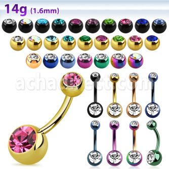 bnt2cg pvd plated 316l steel belly banana w 5 8mm bezel ball