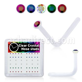 bxa20 clear acrylic nose stud with ab colored crystal top