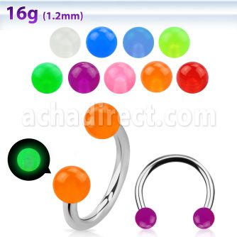 cbeglb 316l steel circular barbell with acrylic luminous ball