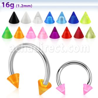 cbeuvcn 316l steel circular barbell with acrylic uv cone
