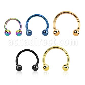 cbt18b3 pvd plated 316l steel circular barbell 18g w 3mm balls